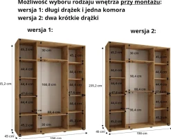 Szafa przesuwna 45 wysoka Davos 1 190 biały+czarny+czarny