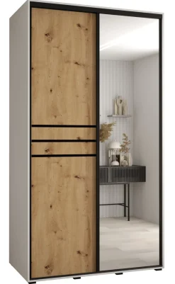 Szafa przesuwna 60 wysoka Davos 11 130 biały+artisan+czarny