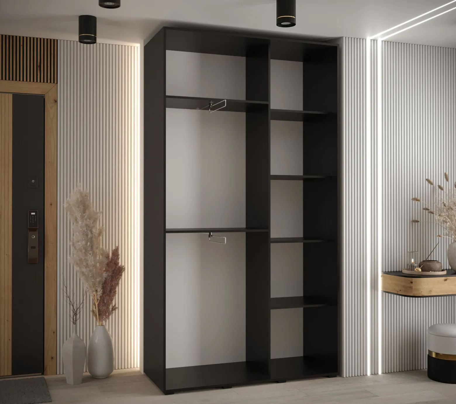 Szafa przesuwna 45 wysoka Davos 5 130 czarny+artisan+srebrny