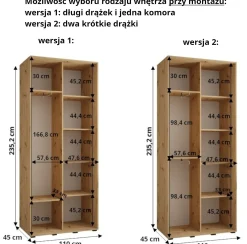 Szafa przesuwna 45 wysoka Davos 7 110 czarny+artisan+srebrny