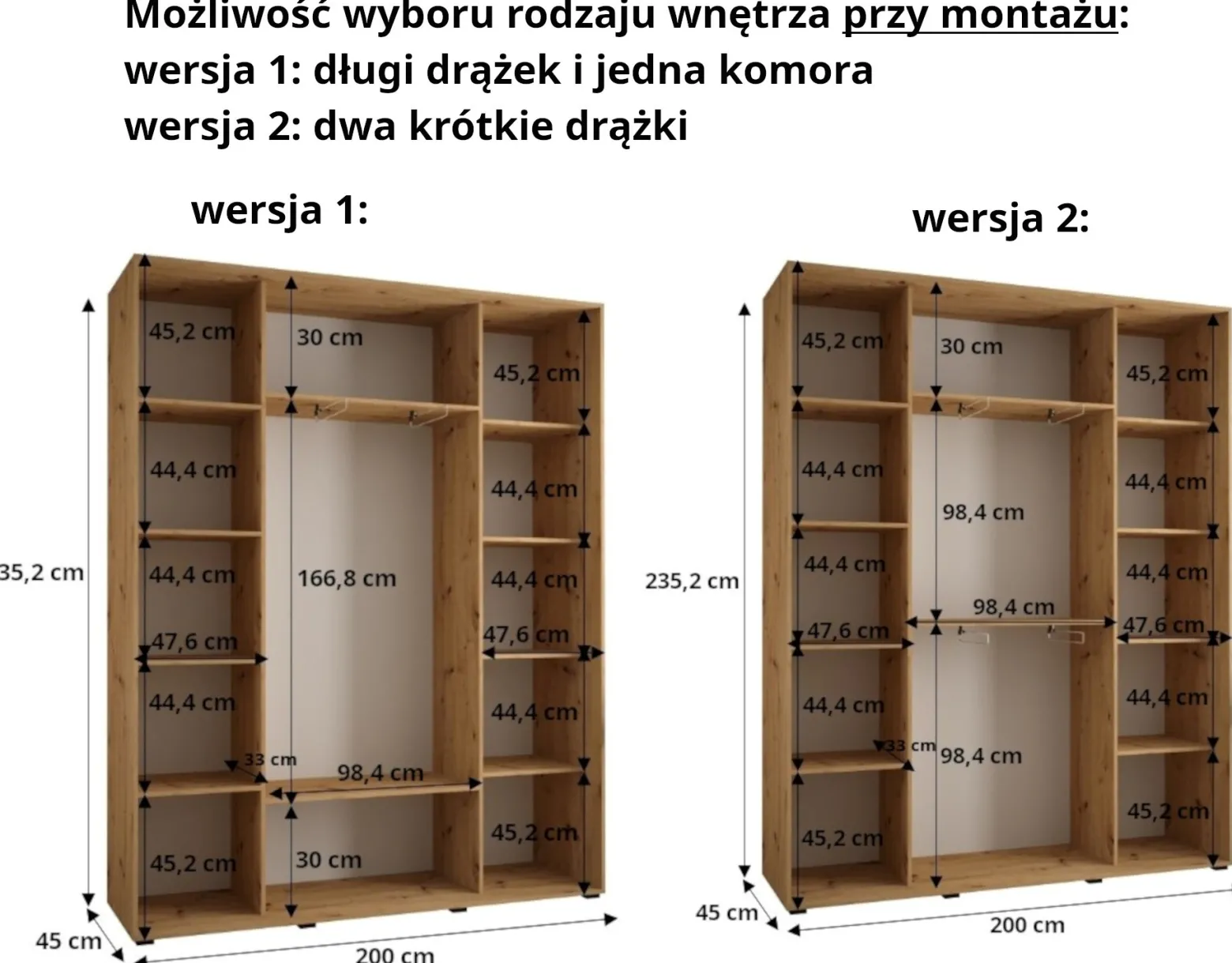 Szafa przesuwna 45 wysoka Davos 2 200 artisan+artisan+czarny