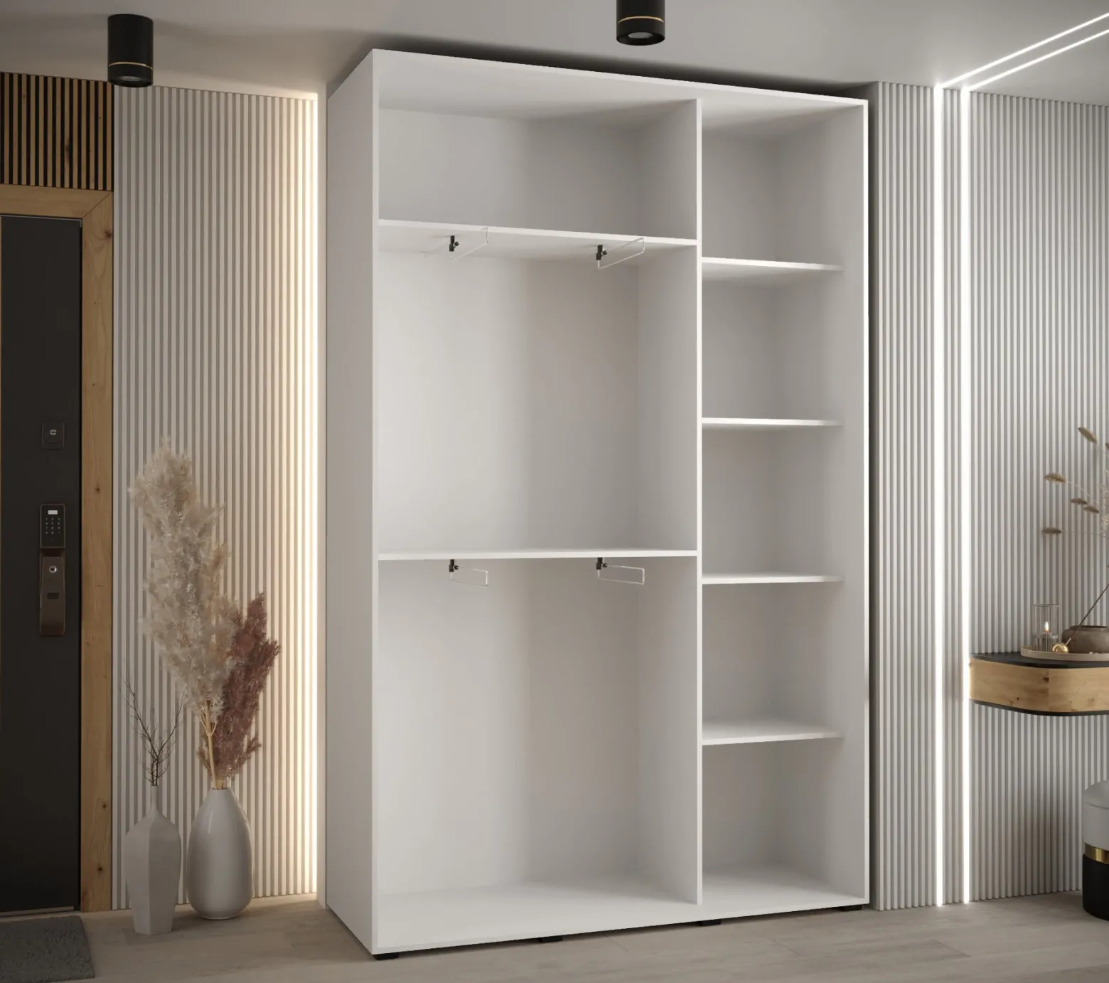 Szafa przesuwna 45 wysoka Davos 3 150 biały+artisan+srebrny