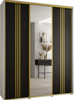 Szafa przesuwna 45 wysoka Davos 7 190 biały+czarny+złoty