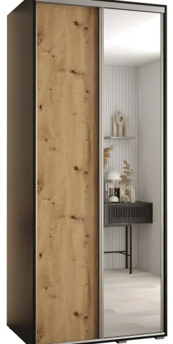 Szafa przesuwna 60 wysoka Davos 3 110 czarny+artisan+srebrny