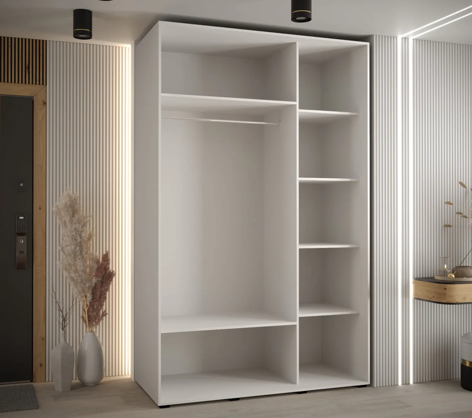 Szafa przesuwna 60 wysoka Davos 10 150 biały+czarny+czarny