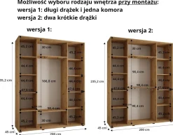 Szafa przesuwna 45 wysoka Davos 10 200 artisan+czarny+czarny