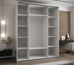 Szafa przesuwna 64 wysoka Lux 3 200 biały+biały+złoty
