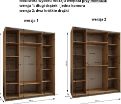 Szafa przesuwna 64 wysoka Lux 3 200 biały+biały+złoty
