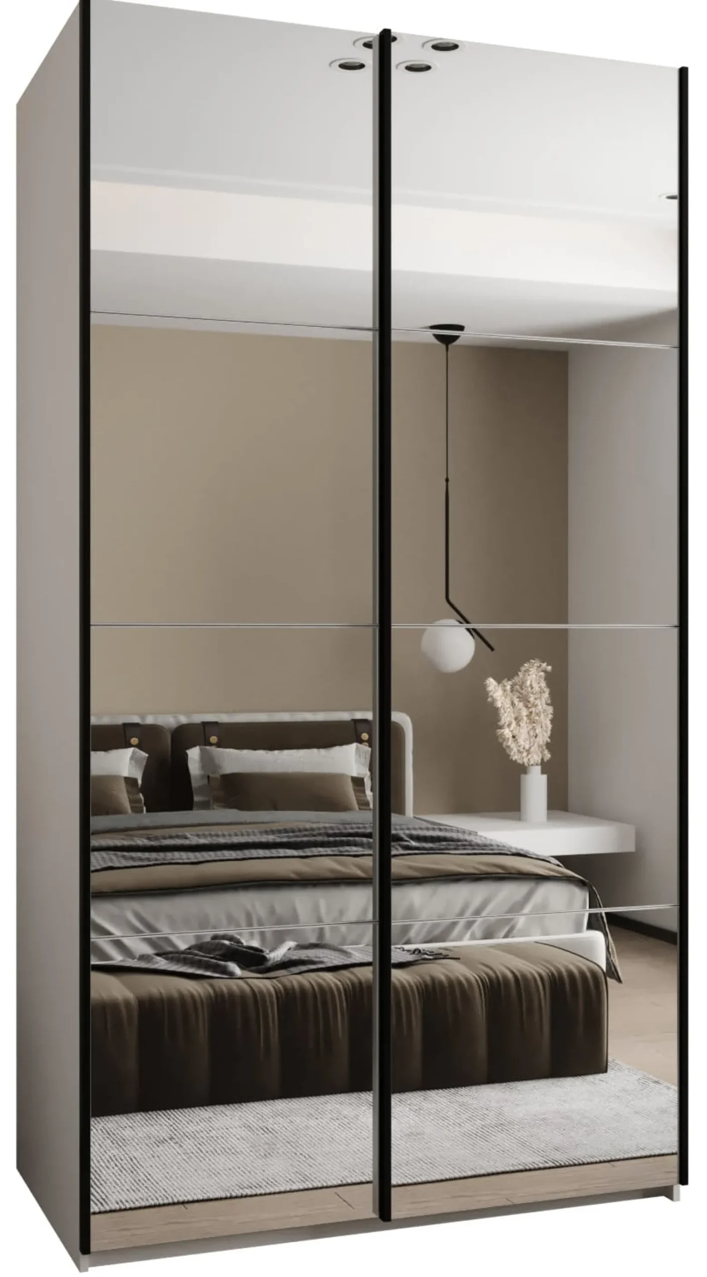 Szafa przesuwna 64 wysoka Lux 2 130 biały+biały+czarny