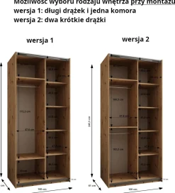 Szafa przesuwna 64 wysoka Lux 1 100 czarny+biały+złoty