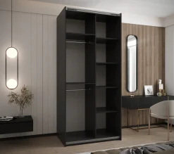 Szafa przesuwna 64 wysoka Lux 1 100 czarny+biały+złoty