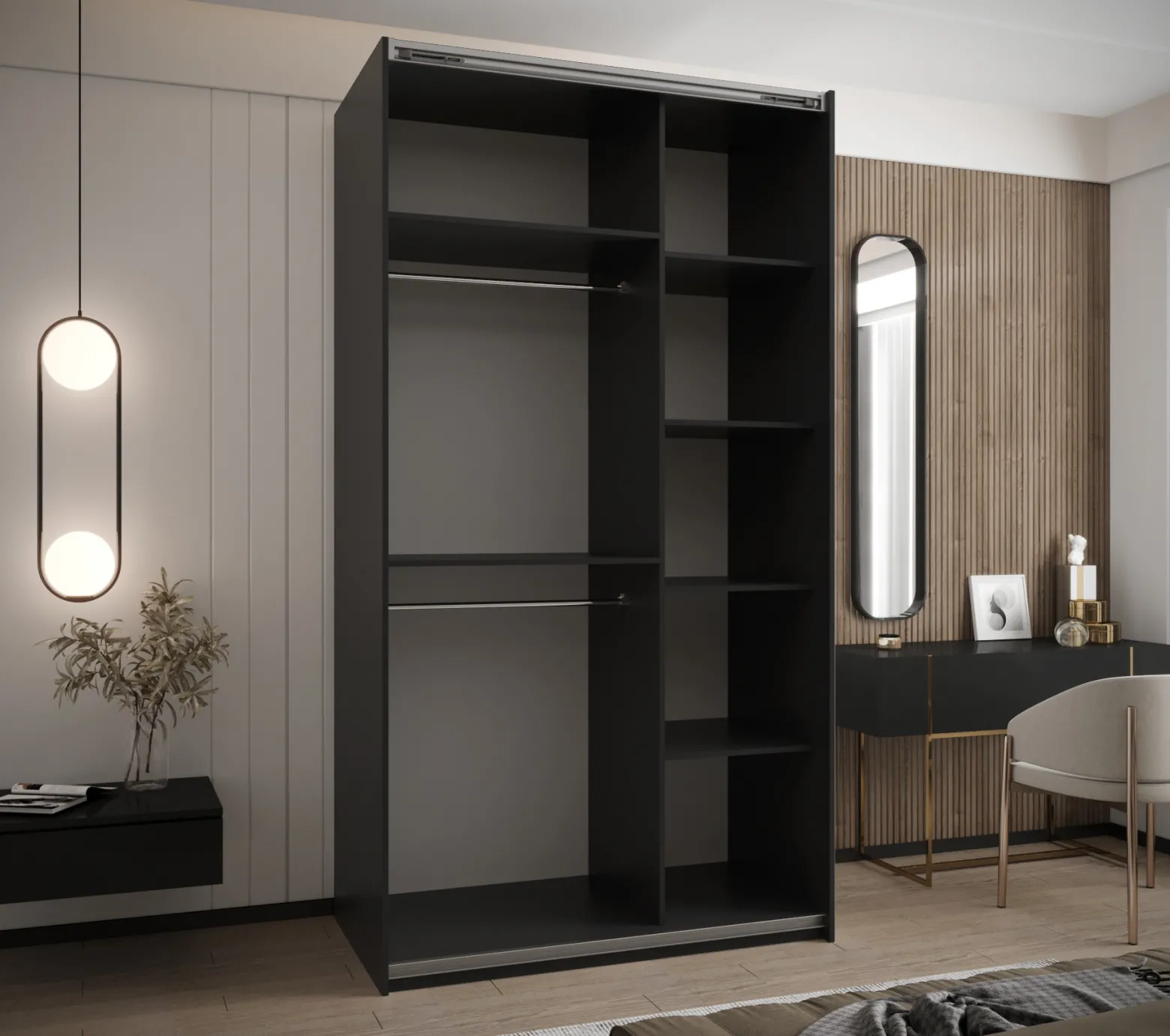 Szafa przesuwna 64 wysoka Lux 2 130 czarny+artisan+czarny