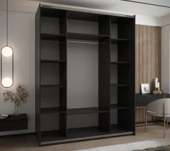Szafa przesuwna 64 wysoka Lux 1 190 czarny+biały+złoty