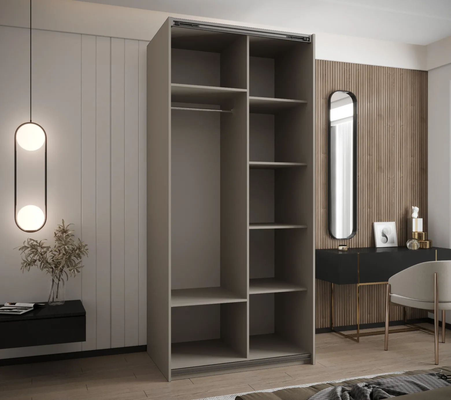 Szafa przesuwna 64 wysoka Lux 2 110 kaszmir+kaszmir+srebrny