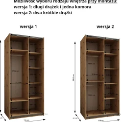 Szafa przesuwna 64 wysoka Lux 2 110 kaszmir+kaszmir+srebrny