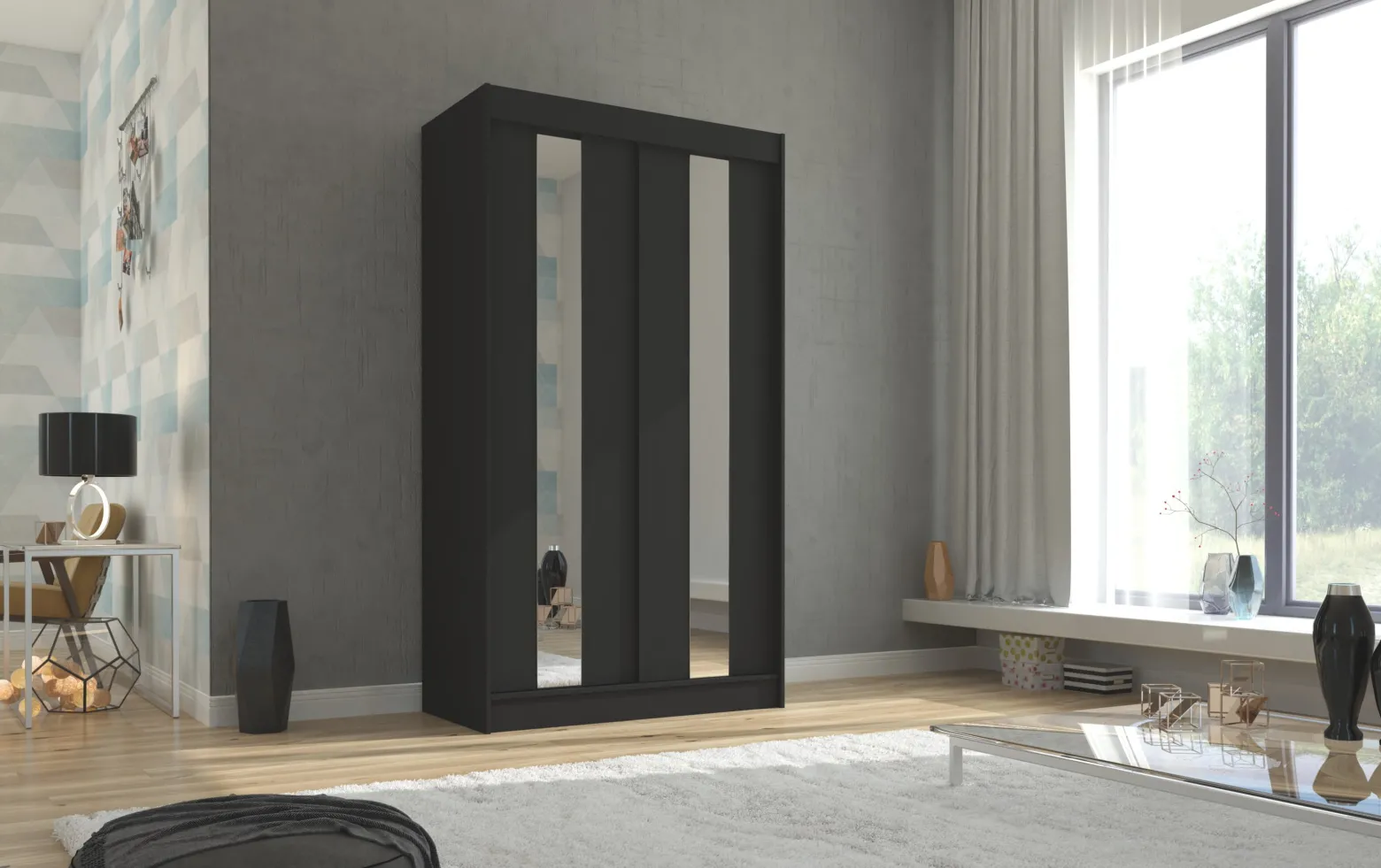 Szafa przesuwna z lustrem BALTON 120 Black