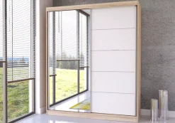 Szafa przesuwna z lustrem Bella 03 183 Dąb sonoma/Biały mat