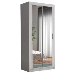 Szafa przesuwna z lustrem CHARLOTTE MINI 90 / biały + biały
