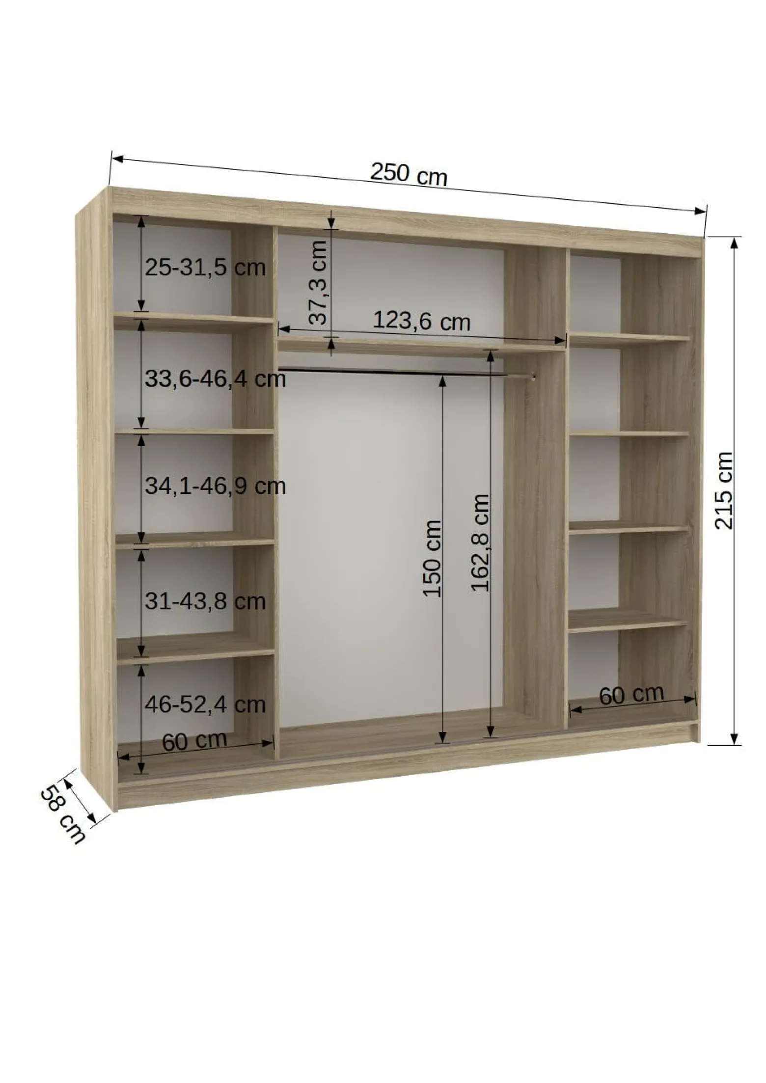 Szafa przesuwna z lustrem CHESTER 250 White