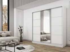 Szafa przesuwna z lustrem 250 cm BEST Biały