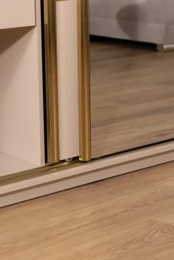 Szafa przesuwna z lustrem 250 cm GOLD NEW trzydrzwiowa szafa z szufladami