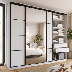 Szafa przesuwna z lustrem 280 cm LOFT MAX biały