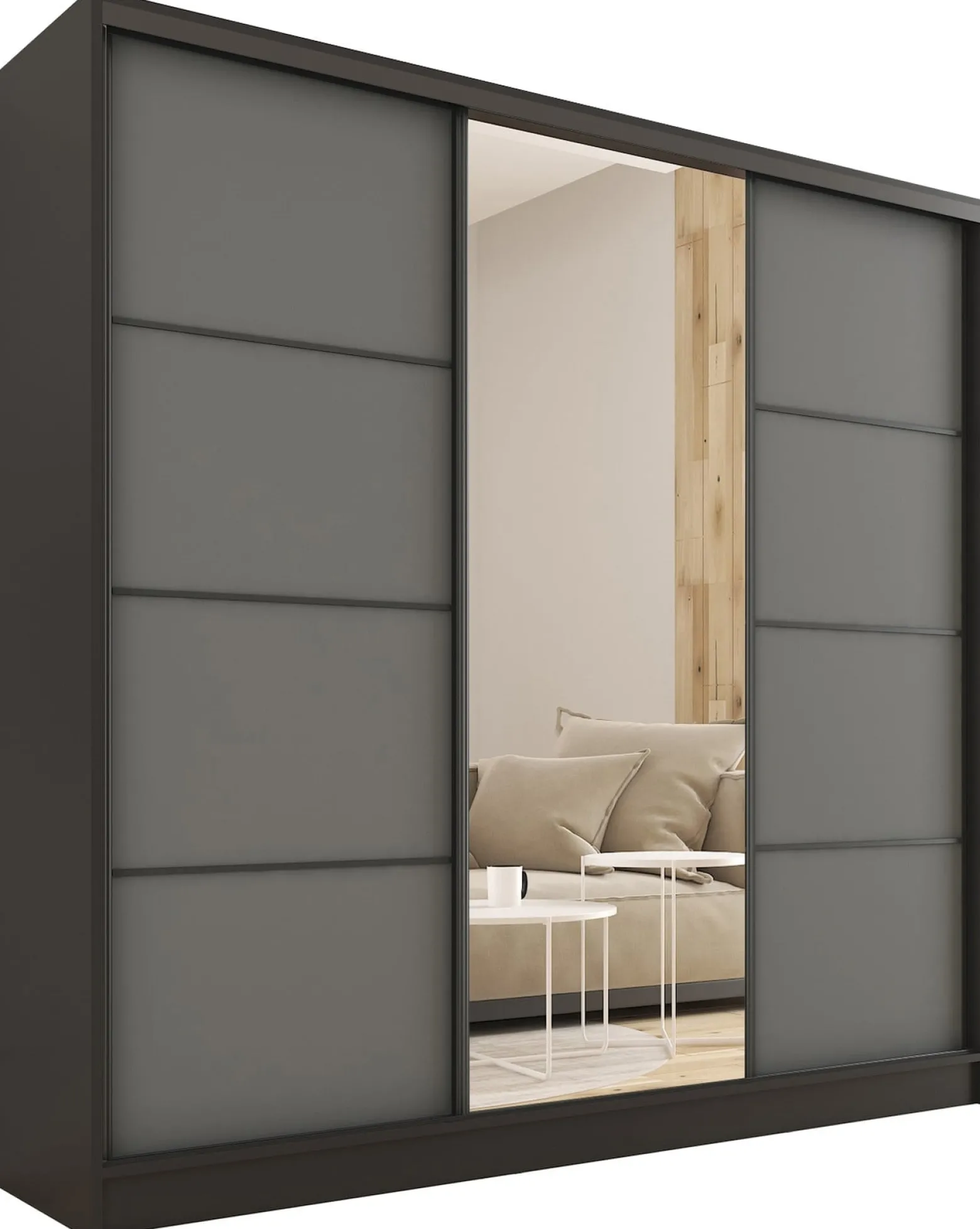 Szafa przesuwna z lustrem 180 cm LOFT z półkami
