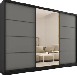 Szafa przesuwna z lustrem 250 cm LOFT z półkami
