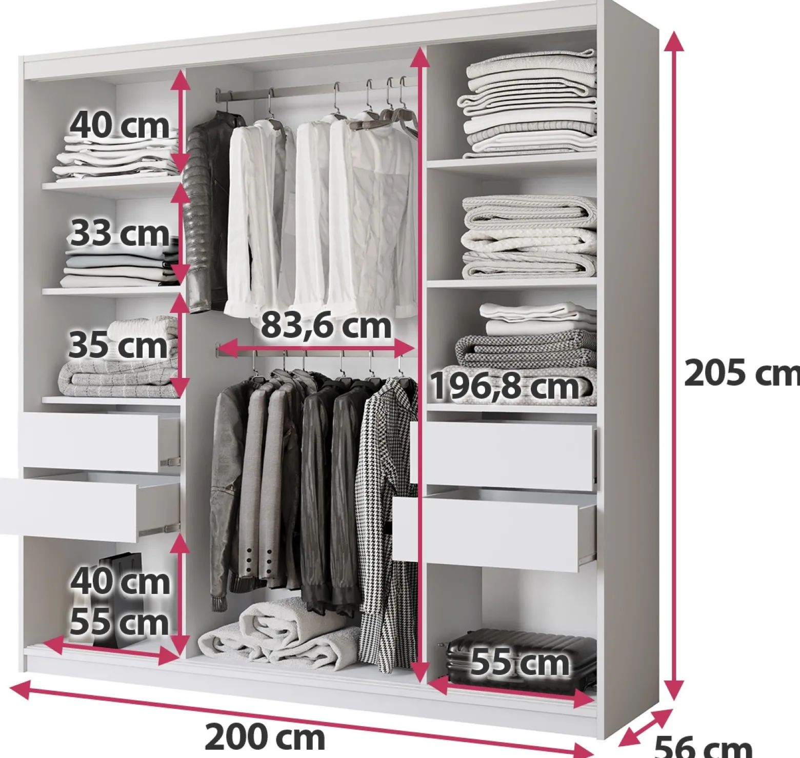 Szafa przesuwna z lustrem 200 cm VITA