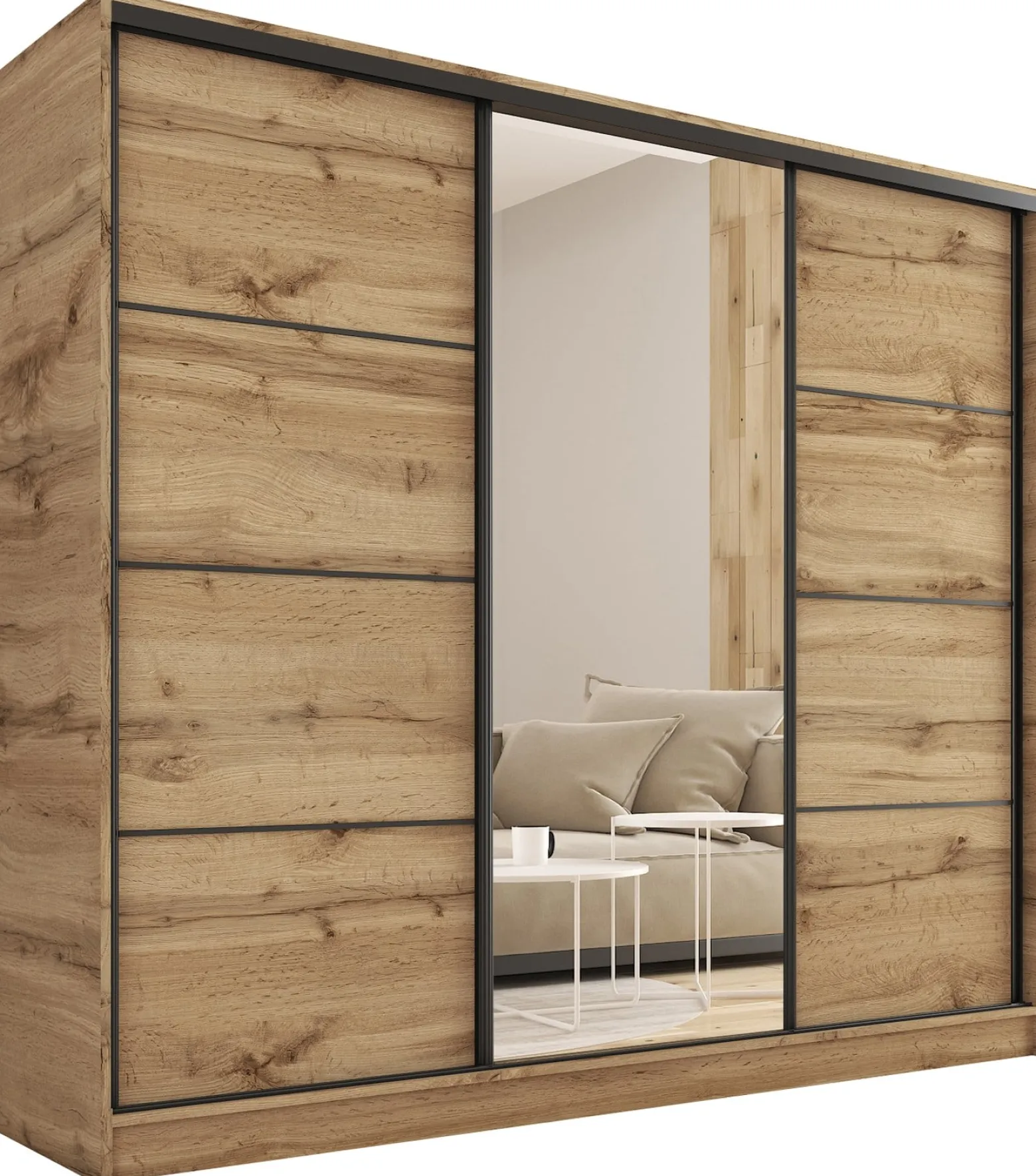 Szafa przesuwna z lustrem 200 cm wotan LOFT