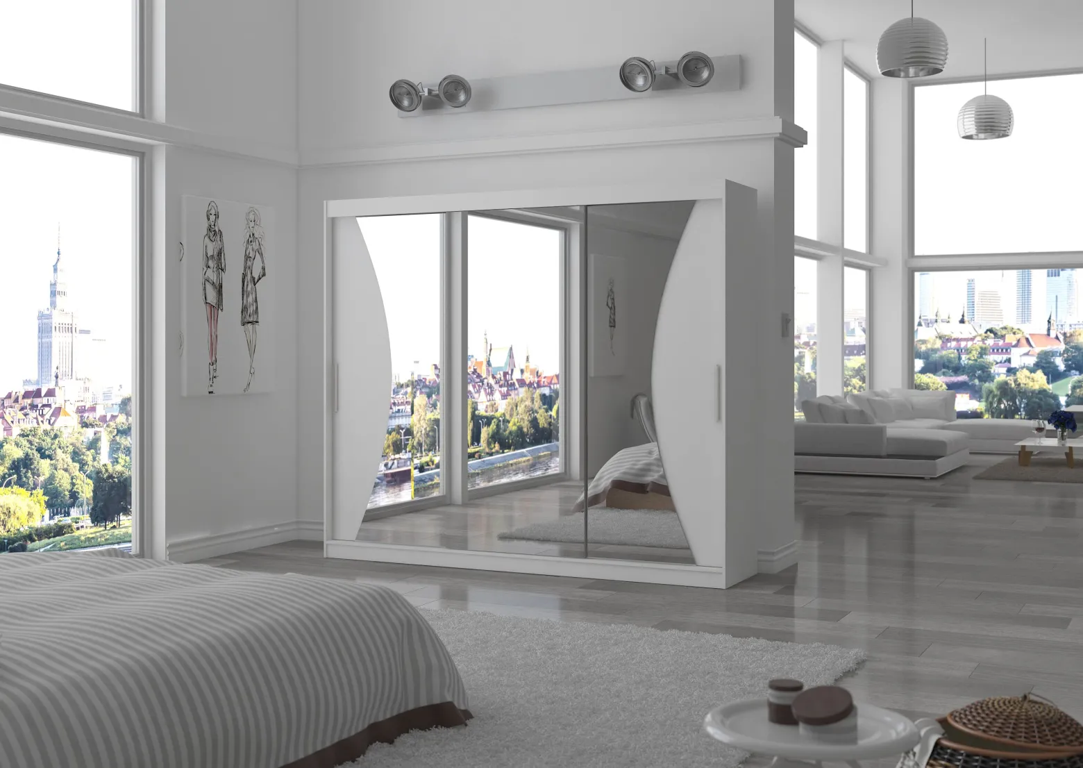 Szafa przesuwna z lustrem DIEGO 250 White