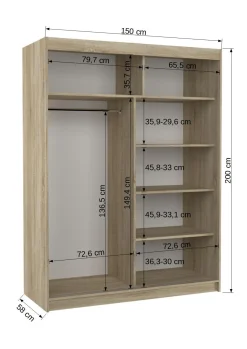 Szafa przesuwna z lustrem FLORENTO 150 White