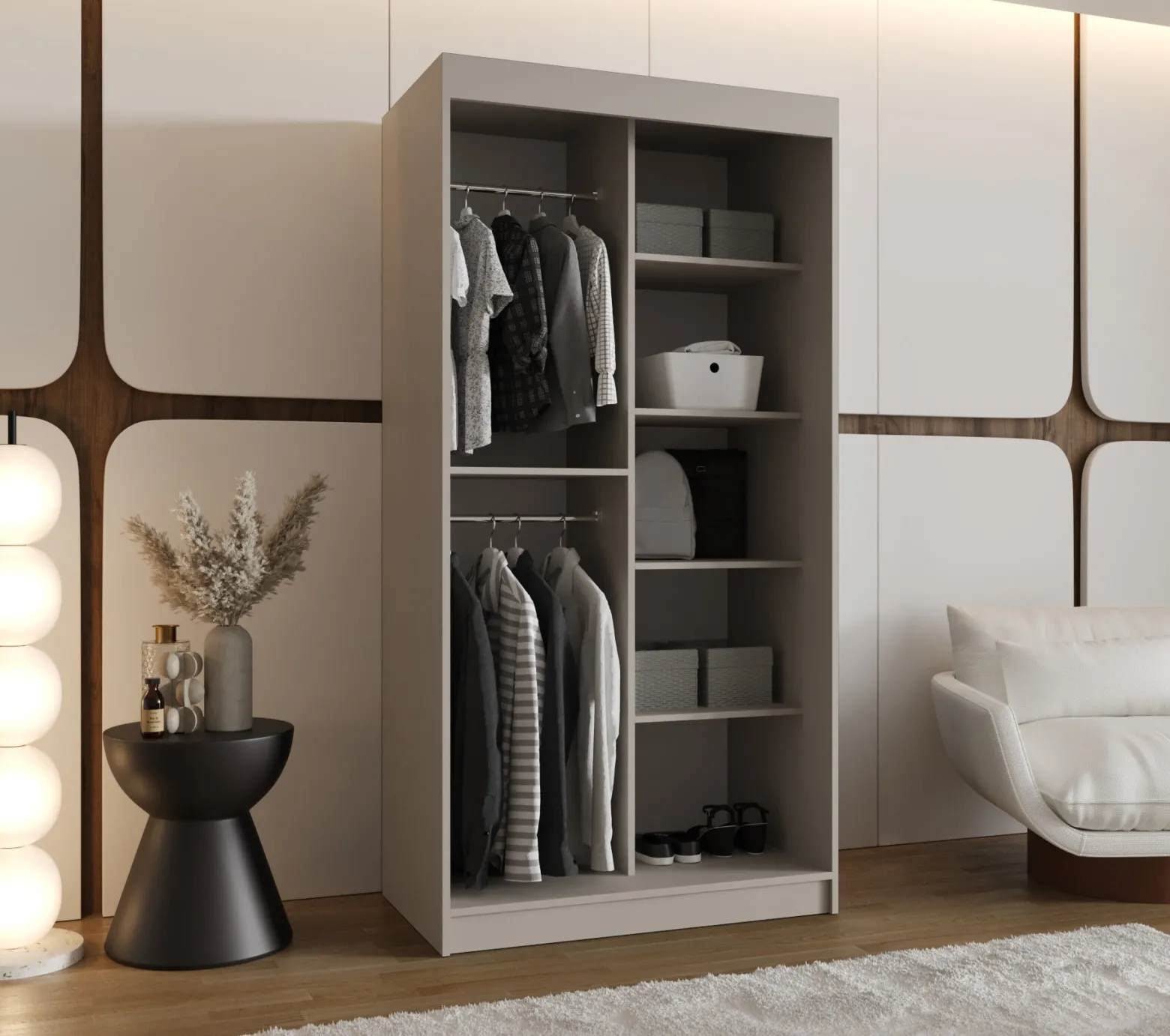 Szafa przesuwna z lustrem Garderoba RUBINO V4 100 kaszmir