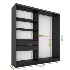 Szafa przesuwna z lustrem i lamelami 180 cm LAMEL 3D Lefkas