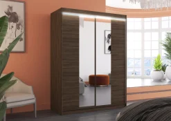 Szafa przesuwna z lustrem i oświetleniem LED FEVER 150 Choco
