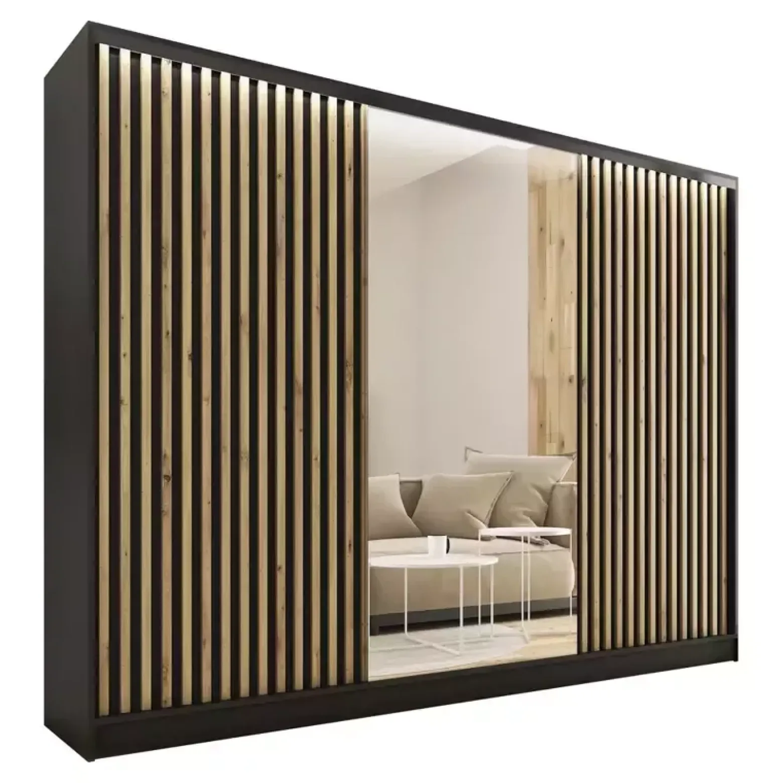 Szafa przesuwna z lustrem lamele 250 cm LOFT