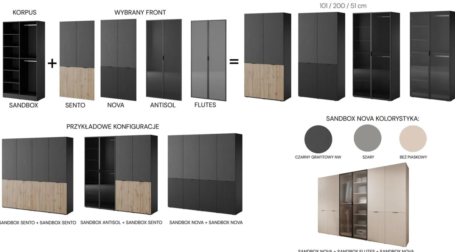 Szafa SANDBOX ANTISOL uchylna 100cm elegancka Czarna