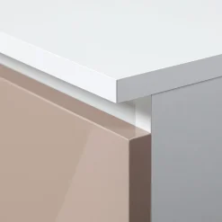 Szafa S 90 cm 2 drzwi 2 szuflady - biała-cappuccino połysk