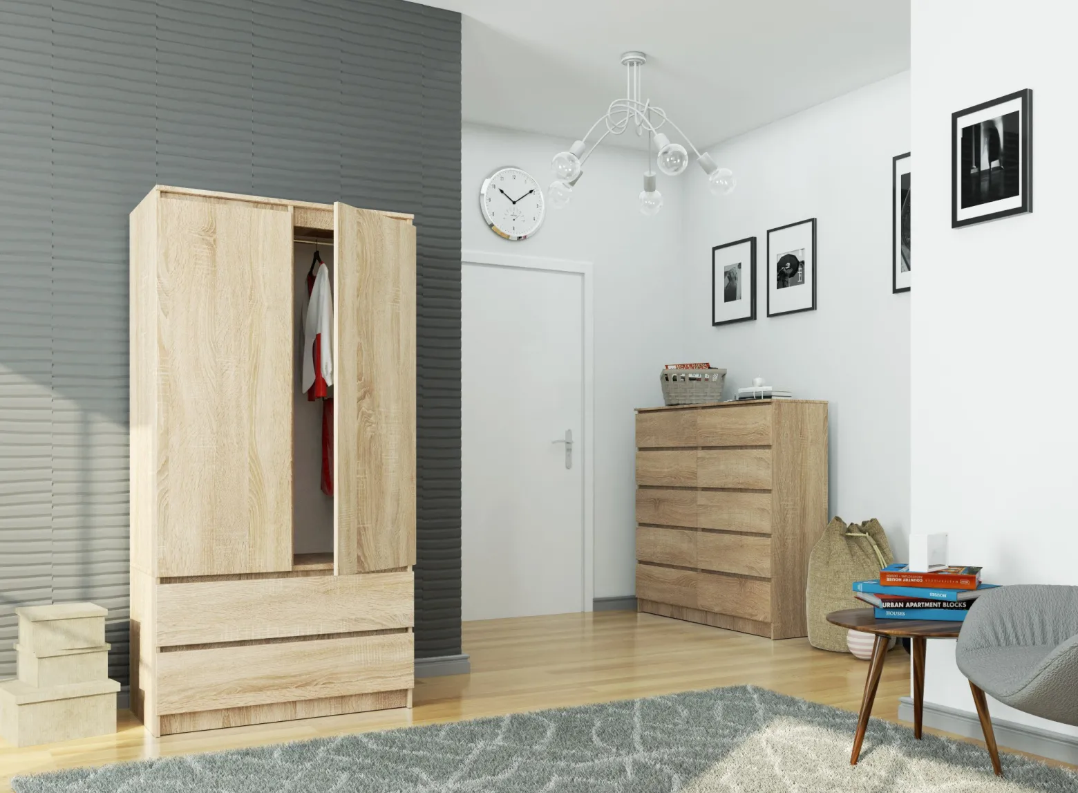 Szafa S90 2D 2Sz Clp Pk Sonoma