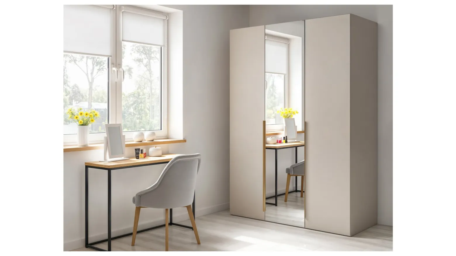 Szafa trzydrzwiowa Flex 150 cm z lustrem kaszmir