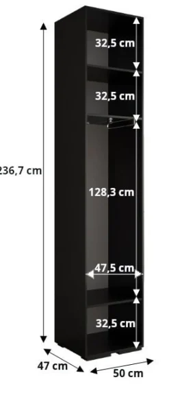 Szafa ubraniowa Garderoba INOVA 3 1,5SZ biały