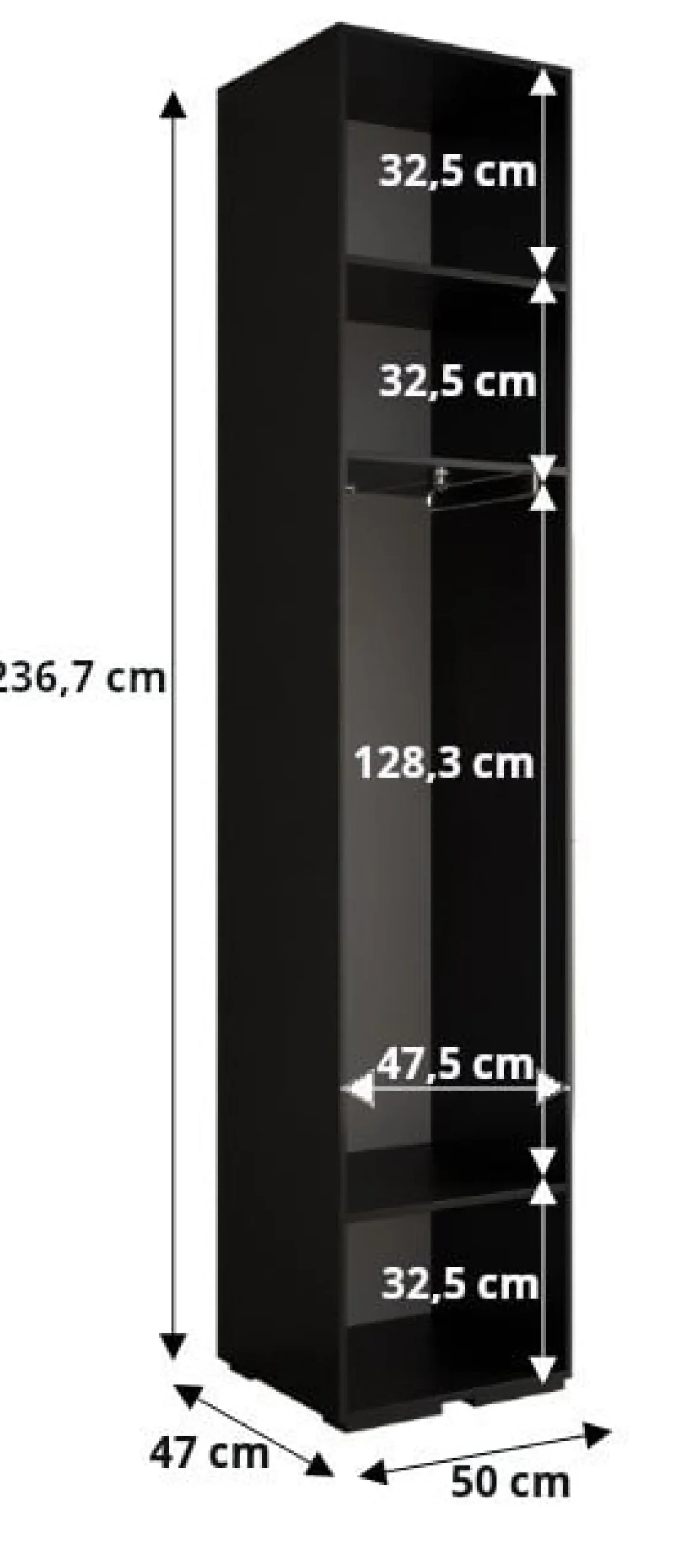 Szafa ubraniowa Garderoba INOVA 3 2,5SZ czarny