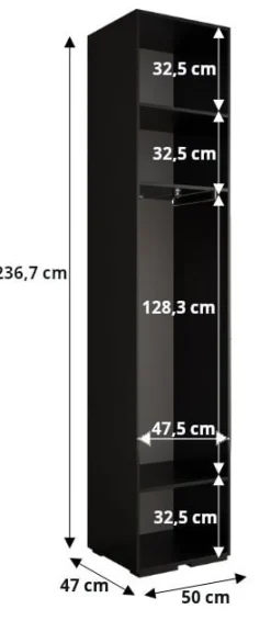 Szafa ubraniowa Garderoba INOVA 4 1,5SZ biały+czarny