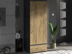 Szafa ubraniowa NEO 04 antracyt / dąb craft z półką, drążkiem i szufladą