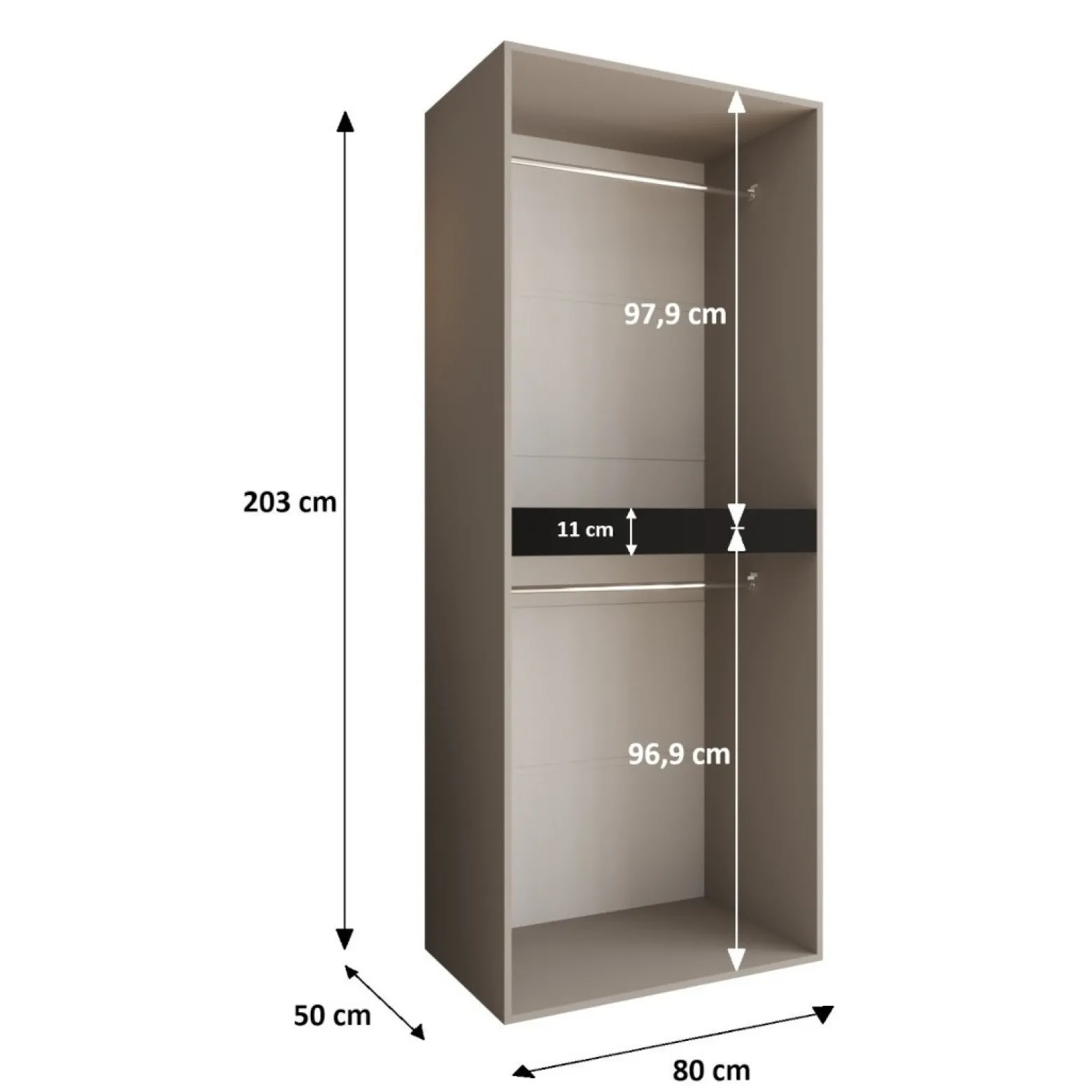 Szafa uchylna otwierana TEMPO 80 wys. 203 cm kaszmir