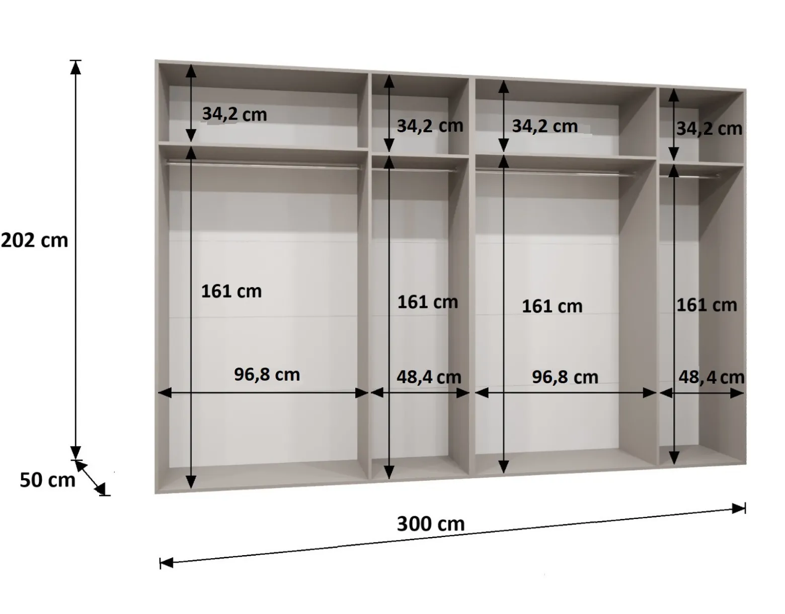 Szafa uchylna SANDI 1 300 (2X150) wys 202 cm Czarny + u Złoty