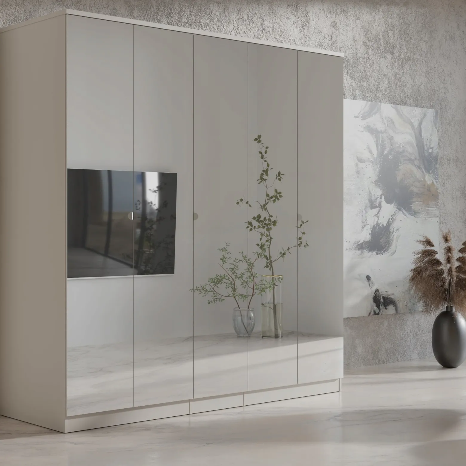 Szafa uchylna z lustrem Monza 5D 200 Kaszmir