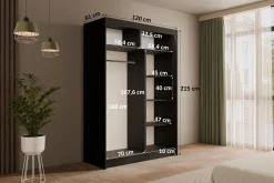 Szafa z drzwiami przesuwnymi i LED PAOKI 120 x 215 cm