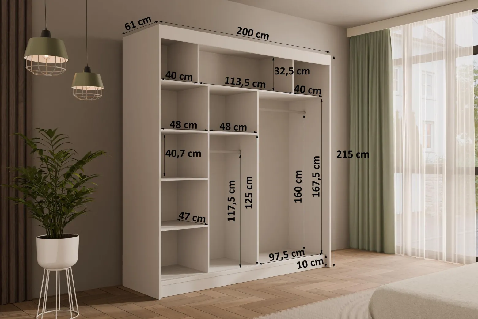 Szafa z drzwiami przesuwnymi VESLI 200 x 215 cm