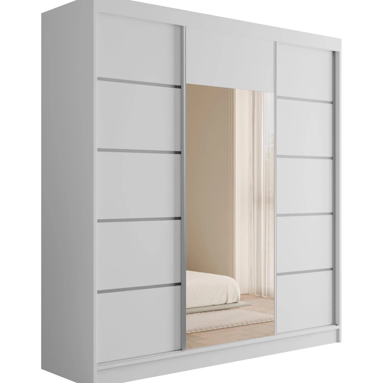 Szafa z drzwiami przesuwnymi i lustrem V2-LINEA 200 x 215 cm